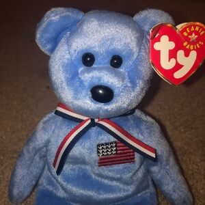 NWT 2001 4506 Retired America TY Beanie Baby 9/11 Memorial Patriotic Teddy Bear